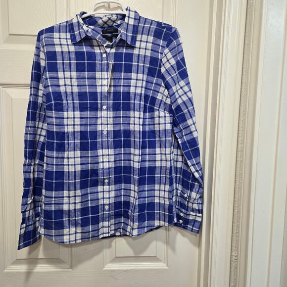 J.Crew Blue Plaid Perfect Shirt Women’s Size 8 NWT - Picture 10 of 10